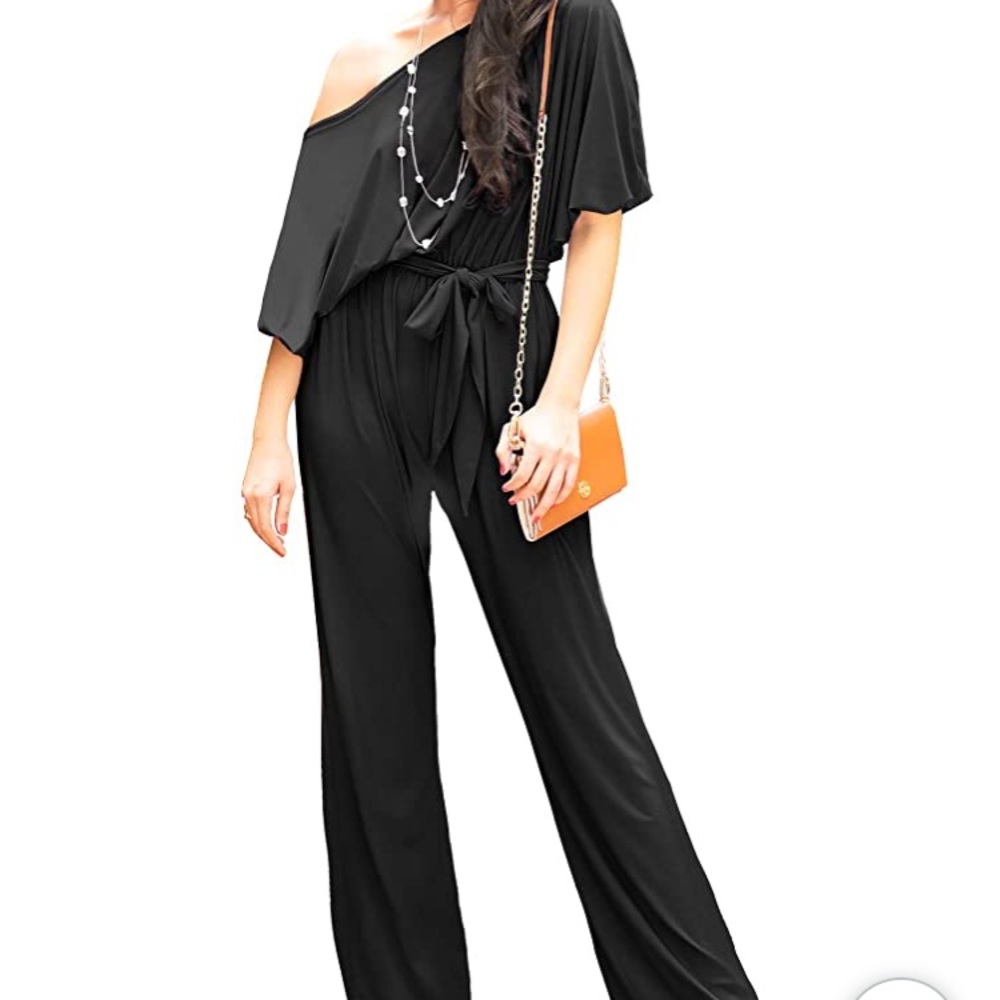 Black Jumpsuit Romper tie waist with extra STRETCH